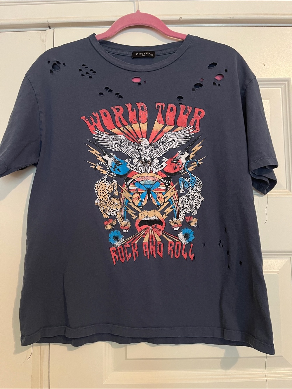 ZUTTER Navy/dark gray 'World Tour' Rock & Roll Graphic Tee